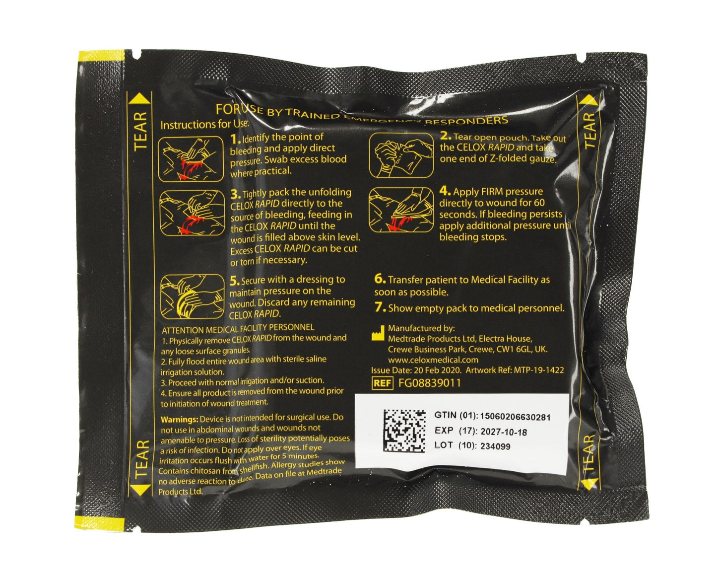 CELOX™ RAPID Gauze | Z-Fold | Hämostyptikum | Abmessung: 7,6 cm x 1,5 m