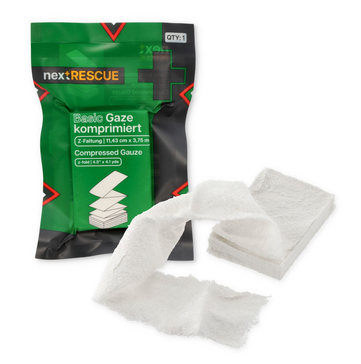 nextRESCUE® Basic Gaze compressée Z-folded