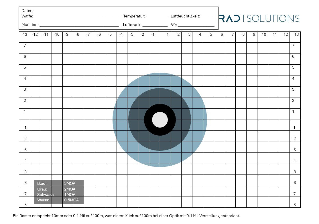 Einschussscheibe 100m MRAD